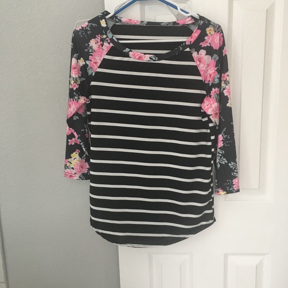 Stripe/floral shirt